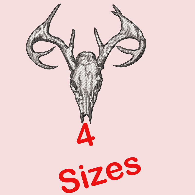 Buck Deer Head Skull Buck Deer Skull Silhouette Machine Embroidery Designs 1
