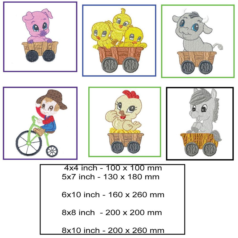 Cute Old McDonalds Farm Machine Embroidery Design Set 6 Fun Designs For 4x4 Hoops 1