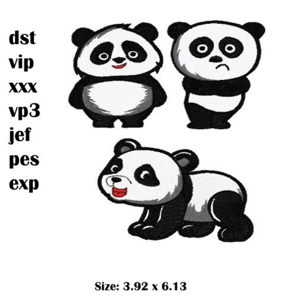 Adorable Pandas Embroidery Design Cute Playful And Perfect For Adding Charm To Any Craft Project 0