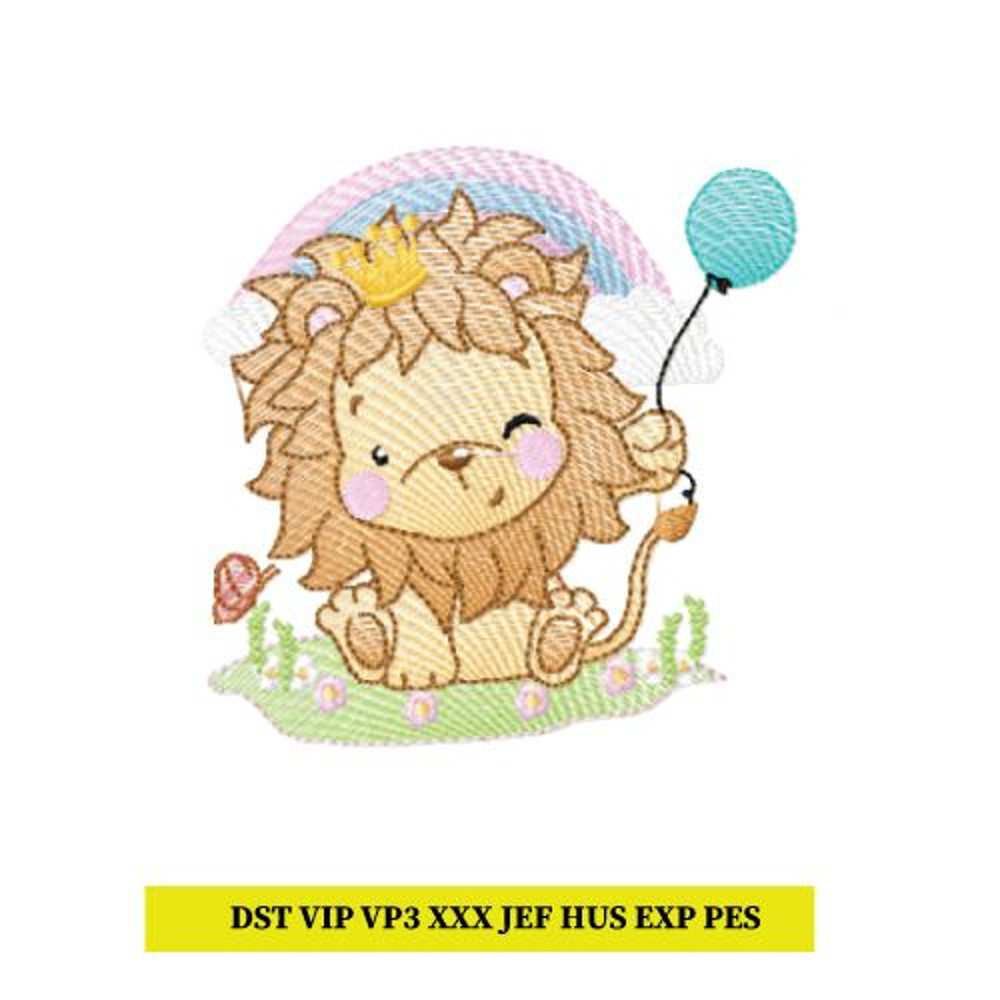 Adorable Baby Lion Embroidery Design Perfect For Baby Clothing Blankets And Gifts 0