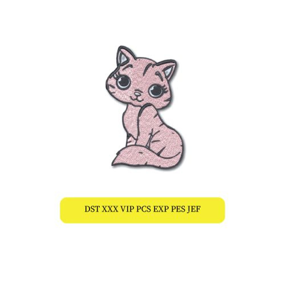 Cute Cat Embroidery Design For Towels Clotheskids And Home Decor Multiple File Formats 0