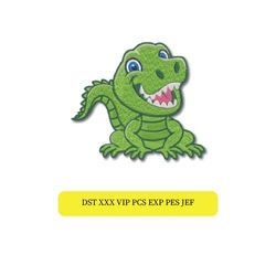 fun dino embroidery design for towels, clothes, and home decor multiple file formats.