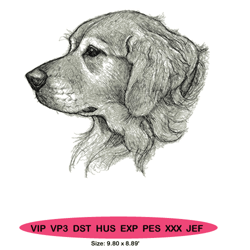 retriever dog photo stitch embroidery design - dst, exp, hus, jef, pes, vp3 formats.