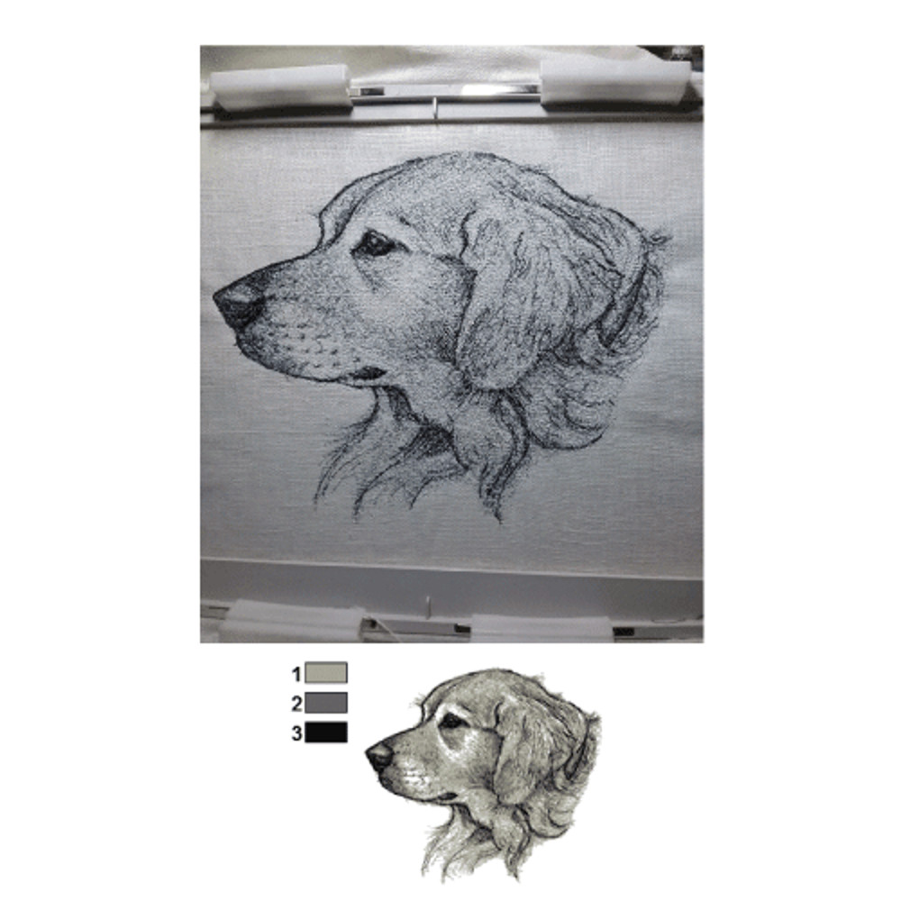 Retriever Dog Photo Stitch Embroidery Design  DST EXP HUS JEF PES VP3 Formats 1