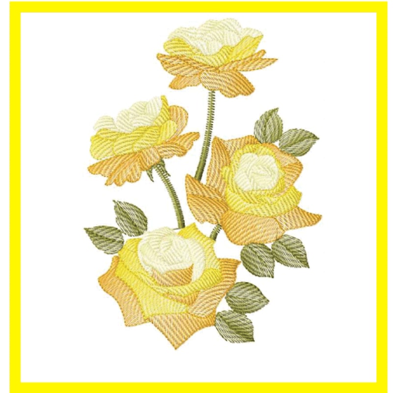 Yellow Roses Embroidery Design Multiple Formats Available 0