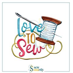 love to sew embroidery design – (4 sizes) – spool and needle digital pattern, instant download for machine embroidery
