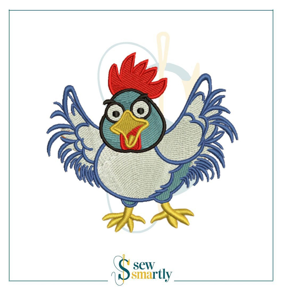 Funny Chicken Embroidery Design 4 Sizes Digital Pattern Instant Download For Machine Embroidery 0