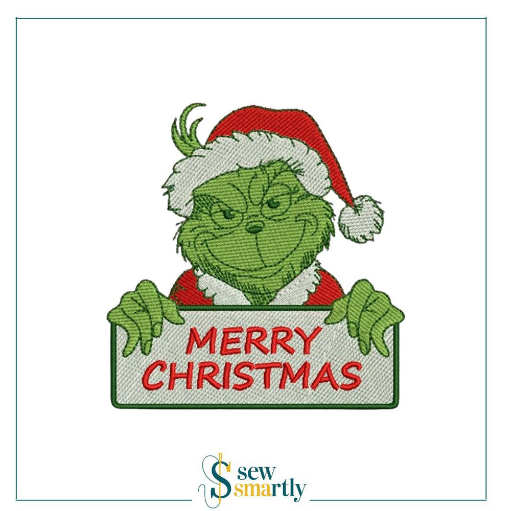Merry Christmas Grinch Embroidery Design 4 Sizes Digital Pattern Instant Download For Machine Emb 0