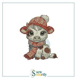 cute baby cow embroidery design | 4 sizes digital pattern | instant download for machine embroidery