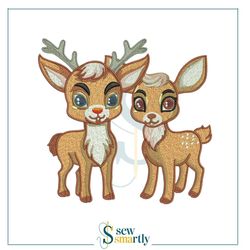 cute deers embroidery design - digital machine embroidery (4 sizes) | instant download