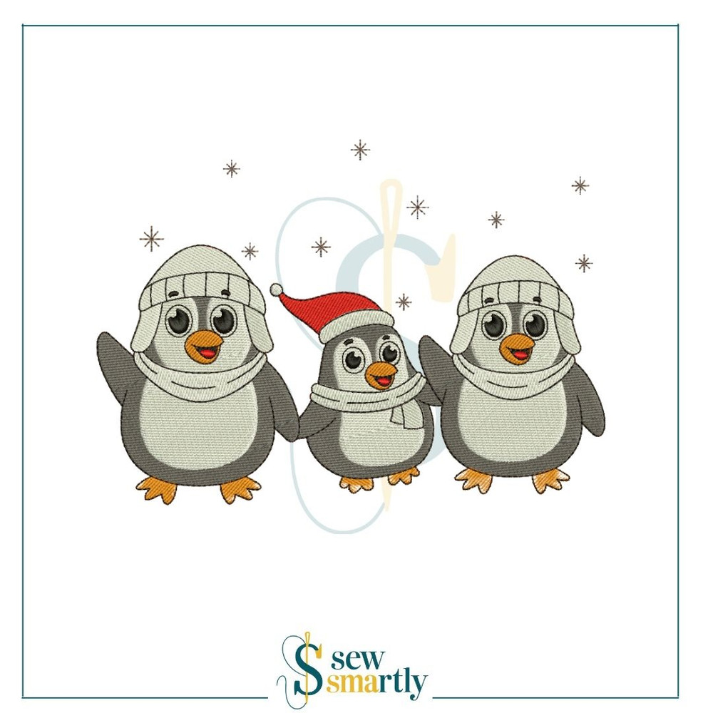 Cute Penguin Embroidery Design Digital Machine Embroidery 4 Sizes Instant Download 0