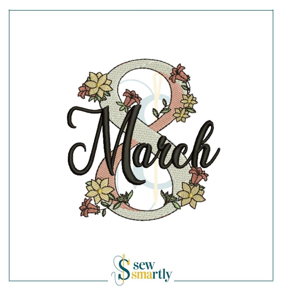Women Day Embroidery Design Digital Machine Embroidery 4 Sizes Instant Download 0