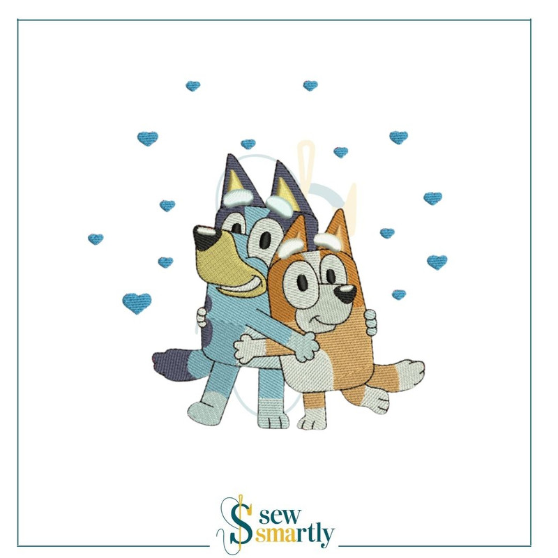 Bluey Bingo Love Embroidery Design Digital Machine Embroidery 4 Sizes Instant Download 0