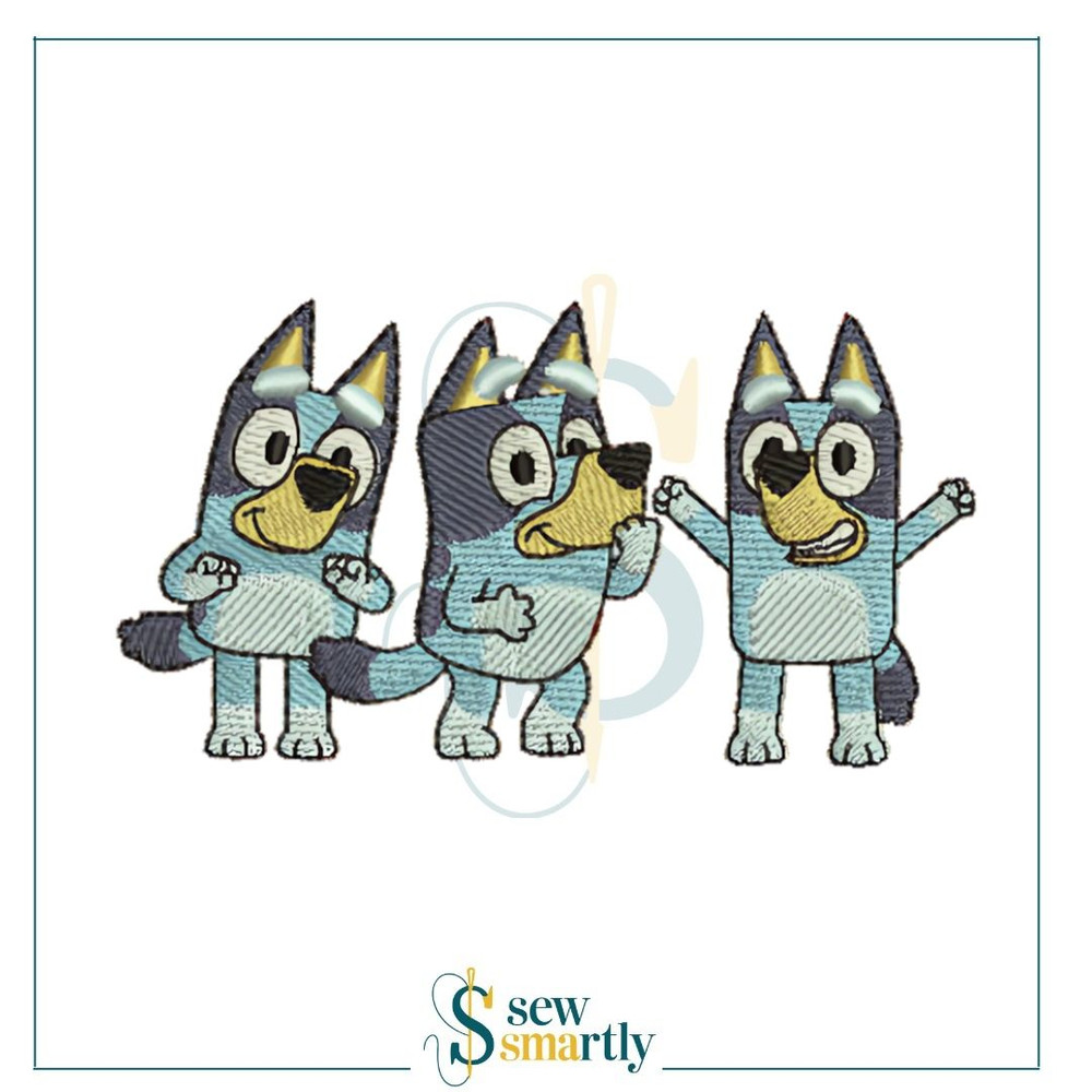 Bluey Dog Embroidery Design Digital Machine Embroidery 4 Sizes Instant Download 0