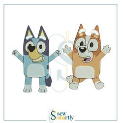 bluey and bingo embroidery design - digital machine embroidery (4 sizes) | instant download