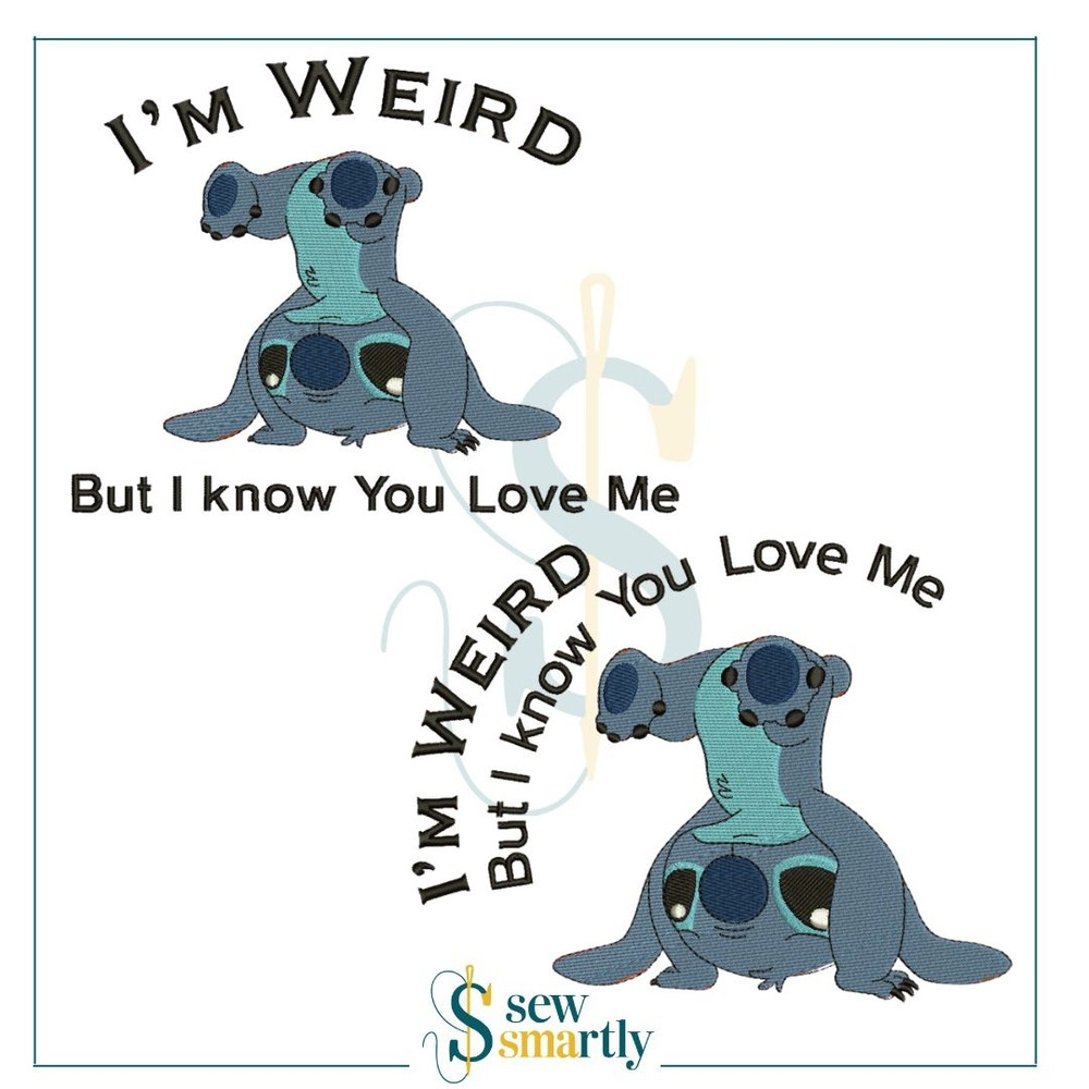 Stitch Weird 1 2 Embroidery Designs Digital Machine Embroidery 4 Sizes Instant Download 0