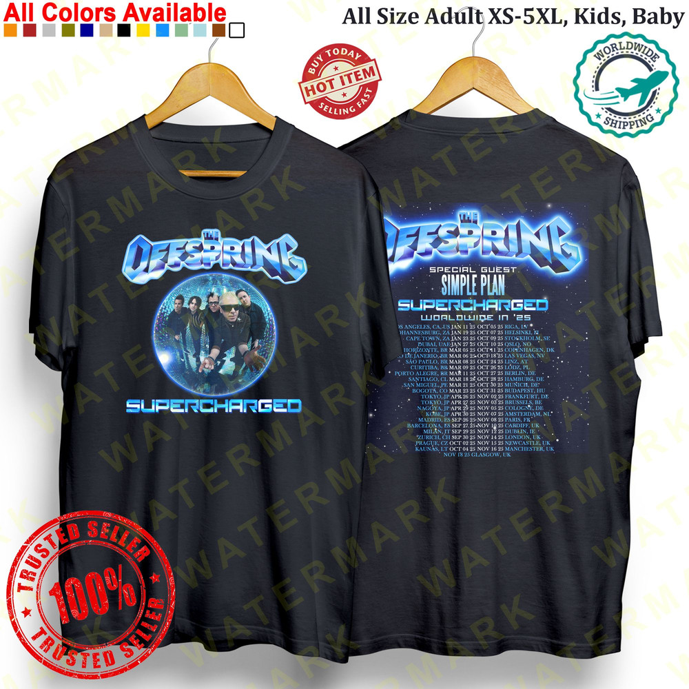 THE OFFSPRING WITH SPECIAL GUEST SIMPLE PLAN SUPERCHARGED WORLDWIDE IN 25 TShirt Concert Album Shir 0