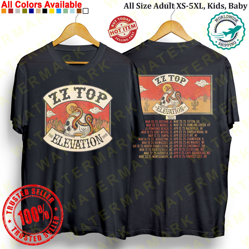 ZZ TOP THE ELEVATION TOUR 2025 TShirt Concert Album Shirt Adult S5XL Youth 0