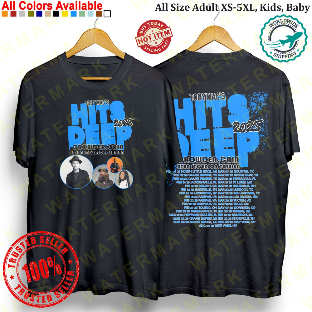 TOBYMACS HITS DEEP FT CROWDER CAIN RYAN STEVENSON TERRIAN TOUR 2025 TShirt Concert Album Shirt Adu 0
