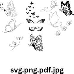 art butterflies pack | butterflies drawing | printable art | downloadable art | digital prints