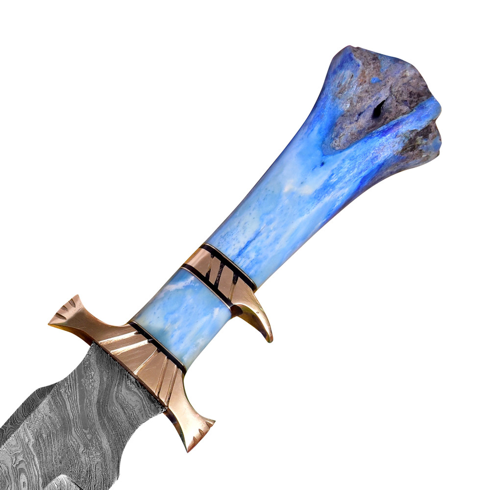 Handmade Damascus Bowie Knife Sharp Edge Bone Handle Fixed Blade Hunting Bowie Knife 16 Bowie Knife