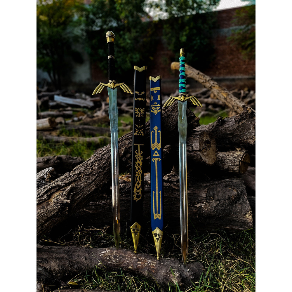 Handmade Cosplay Replica LEGEND Of ZELDA Full Tang Skyward Links Master Sword With ScabbardCostume 0
