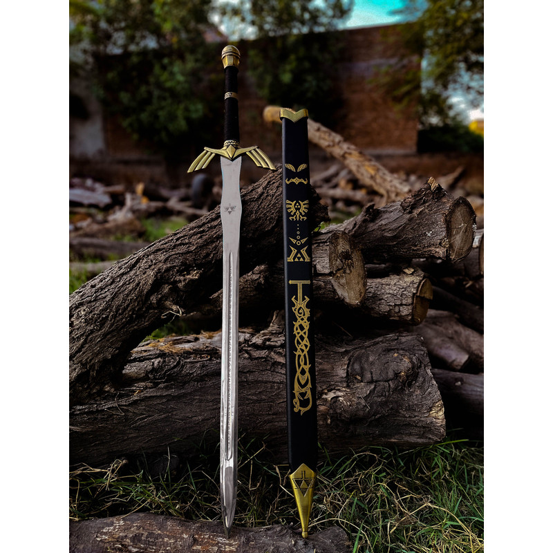 Handmade Cosplay Replica LEGEND Of ZELDA Full Tang Skyward Links Master Sword With ScabbardCostume 10