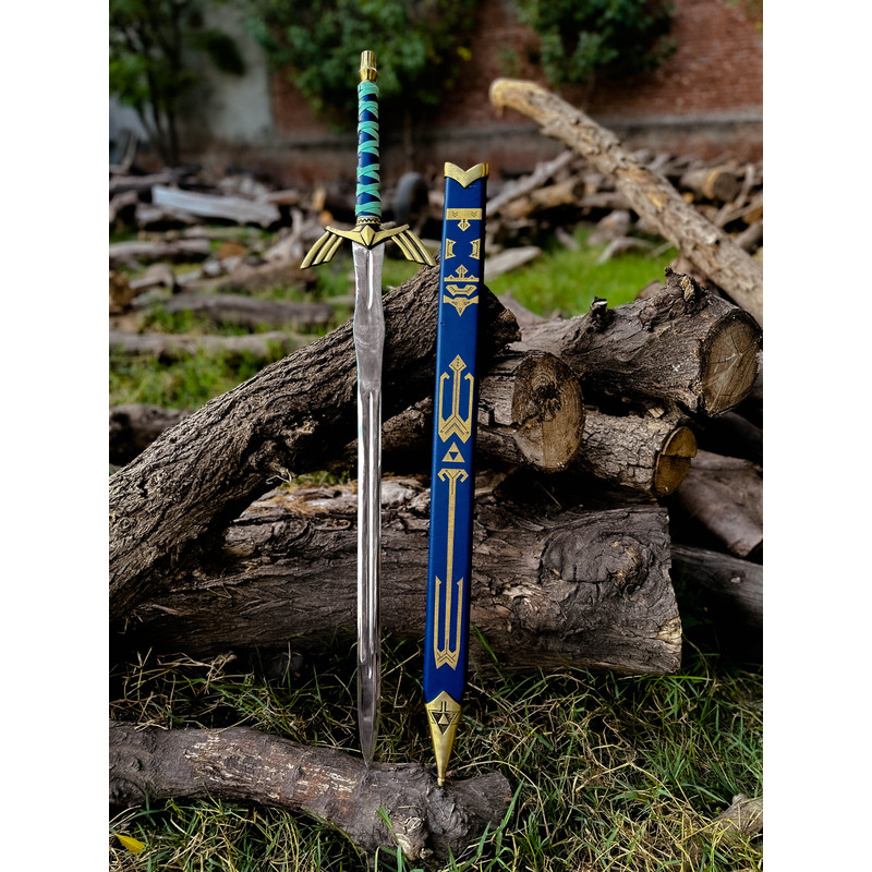 Handmade Cosplay Replica LEGEND Of ZELDA Full Tang Skyward Links Master Sword With ScabbardCostume 4