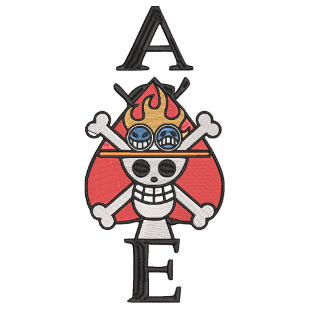 Ace Flame Embroidery Design Anime Digital Download PES DST SVG More 1