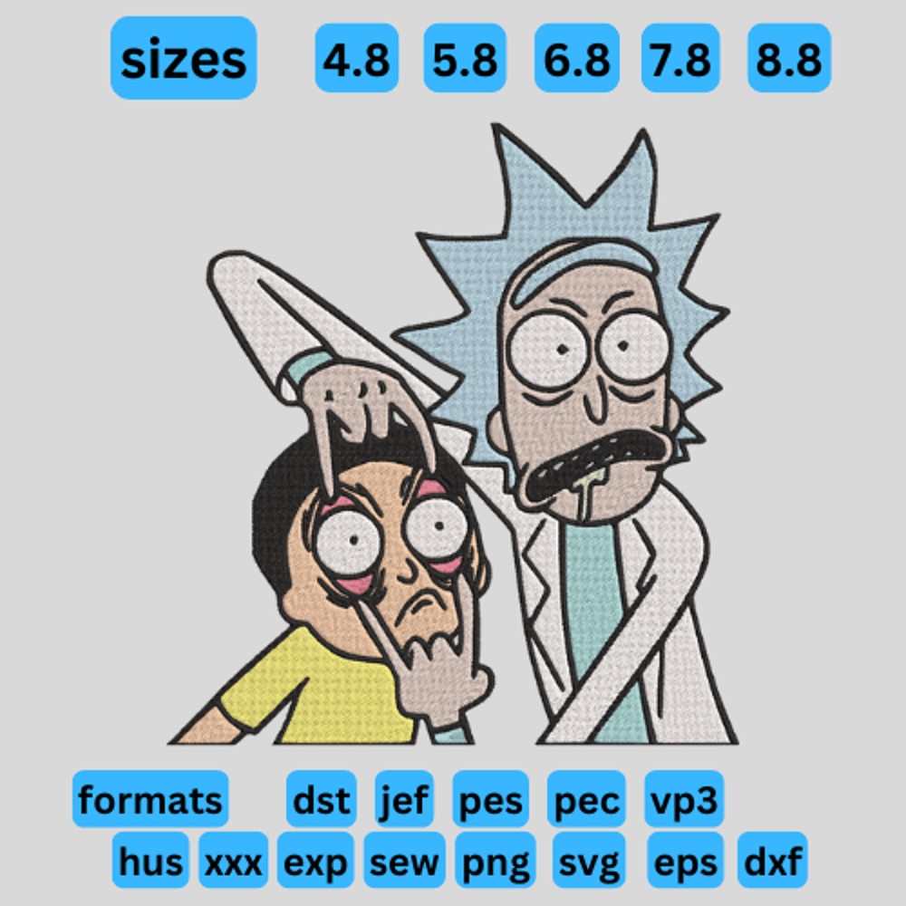 Rick And Morty  Embroidery  Vector Art  Digital Download 1