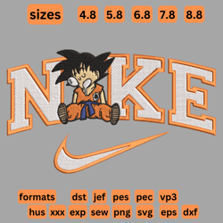 nike-dragon ball - goku embroidery & vector art | digital download