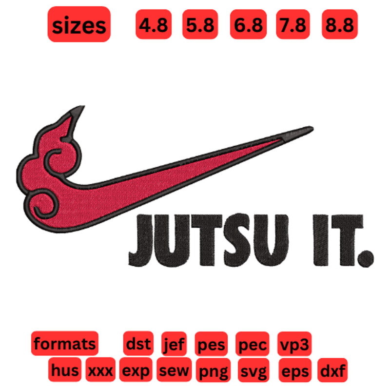 Naruto  Justu It Nike Design  Embroidery  Vector Art  Digital Download 0