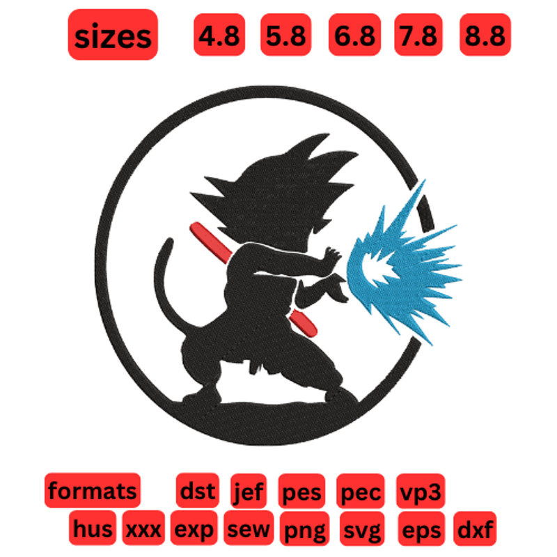 Dragon Ball  Goku Embroidery  Vector Art  Digital Download 0