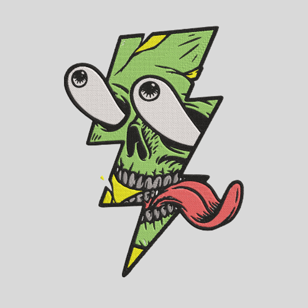 Psycho Bolt Skull  Embroidery  Vector Art  Digital Download 2
