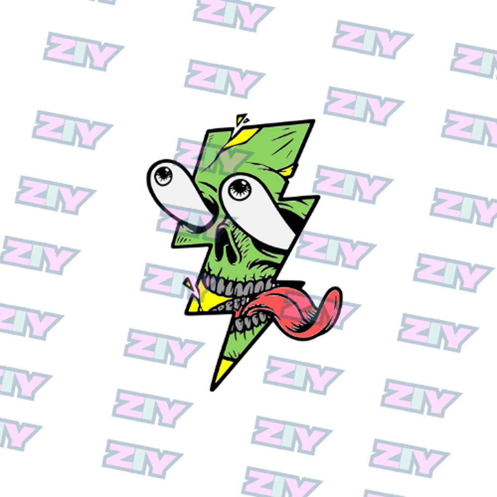 Psycho Bolt Skull  Embroidery  Vector Art  Digital Download 1