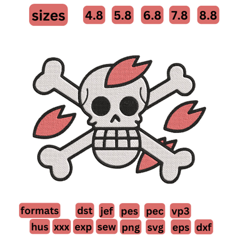 One Piece  Tony Tony Chopper Logo  Embroidery  Vector Art  Digital Download 0