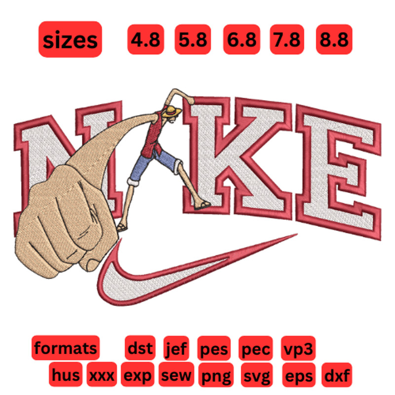 Monkey D Luffy One Piece Embroidery Vector Design Anime Digital Download For DIY Merch 0