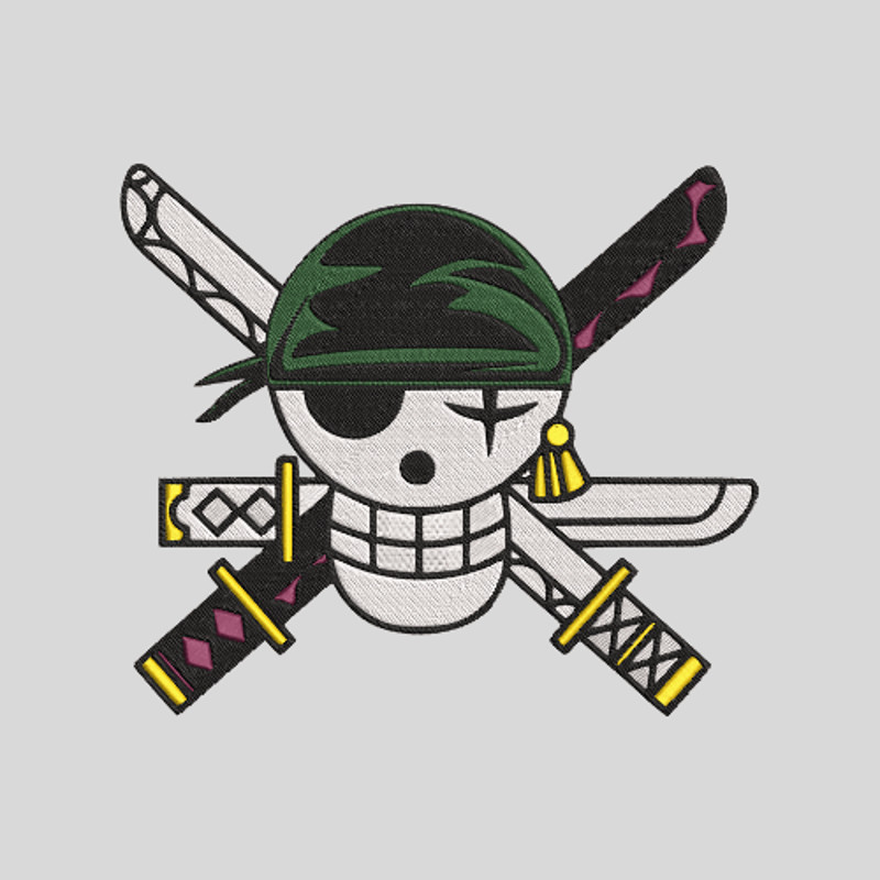 One Piece  Roronoa Zoro Logo  Embroidery  Vector Art  Digital Download 2