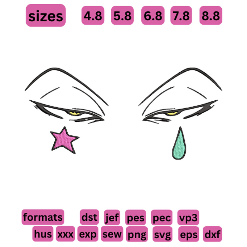 Hunter X Hunter Hisoka Eyes Design Embroidery Vector Art Digital Download 0