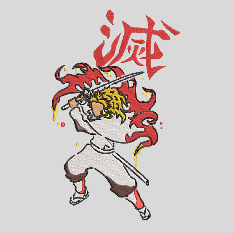Demon Slayer Kyojuro Rengoku Embroidery Vector Art Digital Download 1