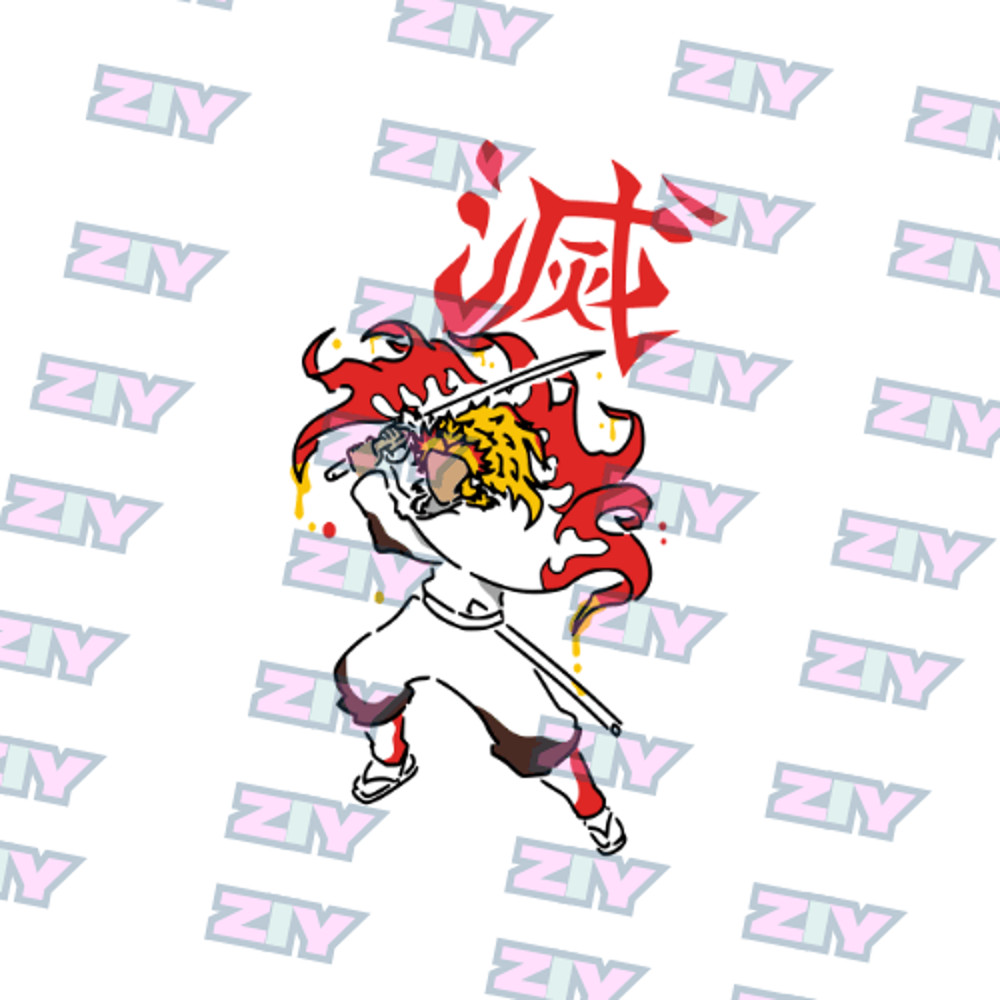Demon Slayer Kyojuro Rengoku Embroidery Vector Art Digital Download 2