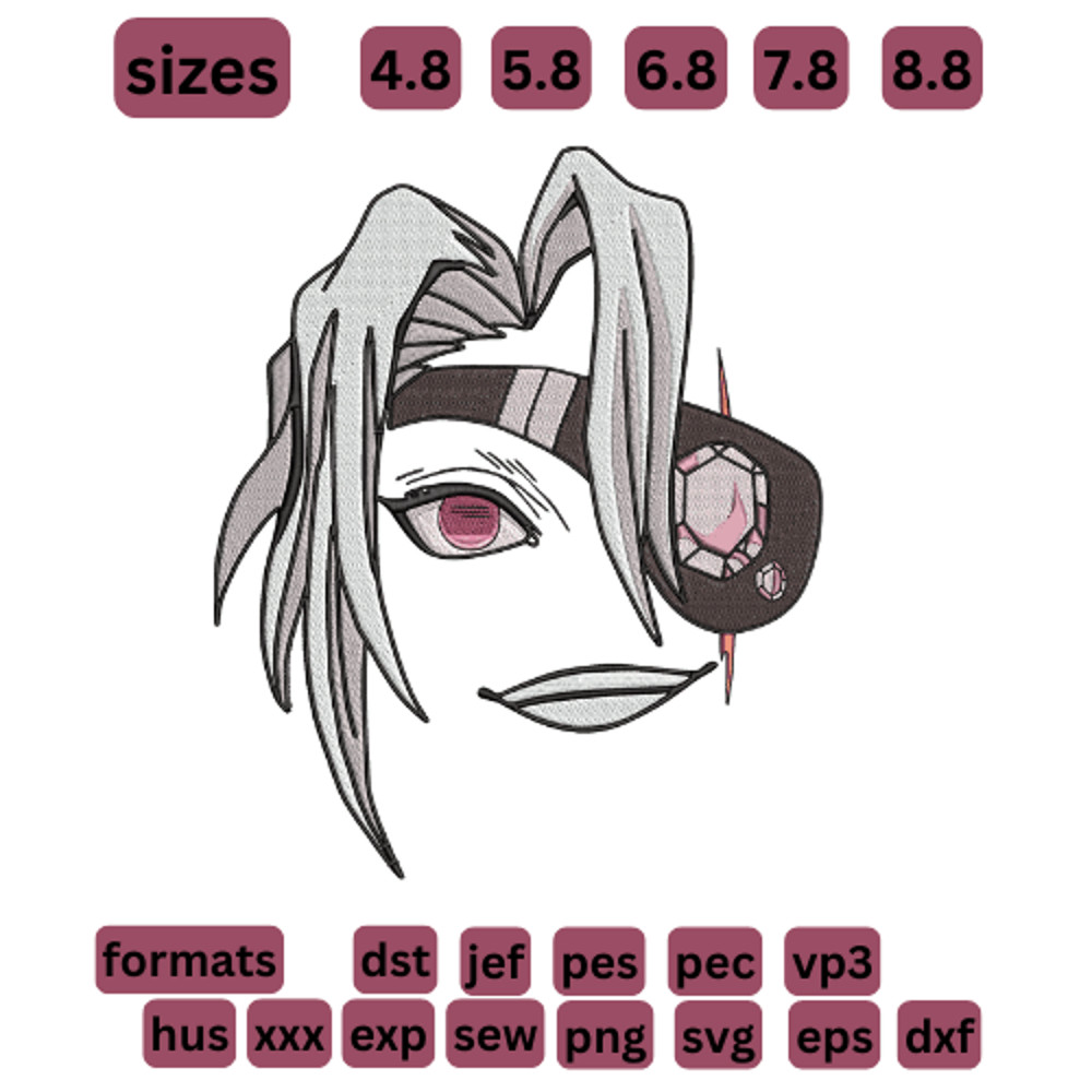 Tengen Uzui Demon Slayer Embroidery Vector Art Digital Download 0