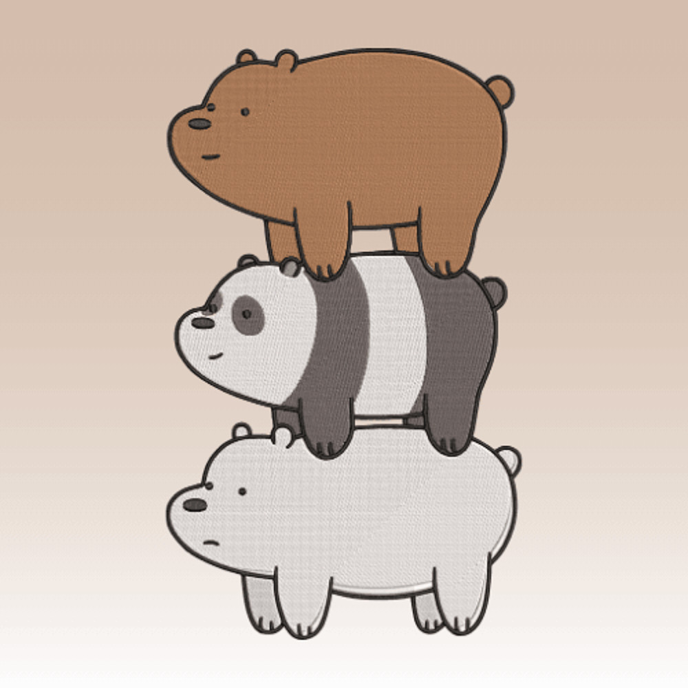 We Bare Bears Trio  Embroidery  Vector Art  Digital Download 1