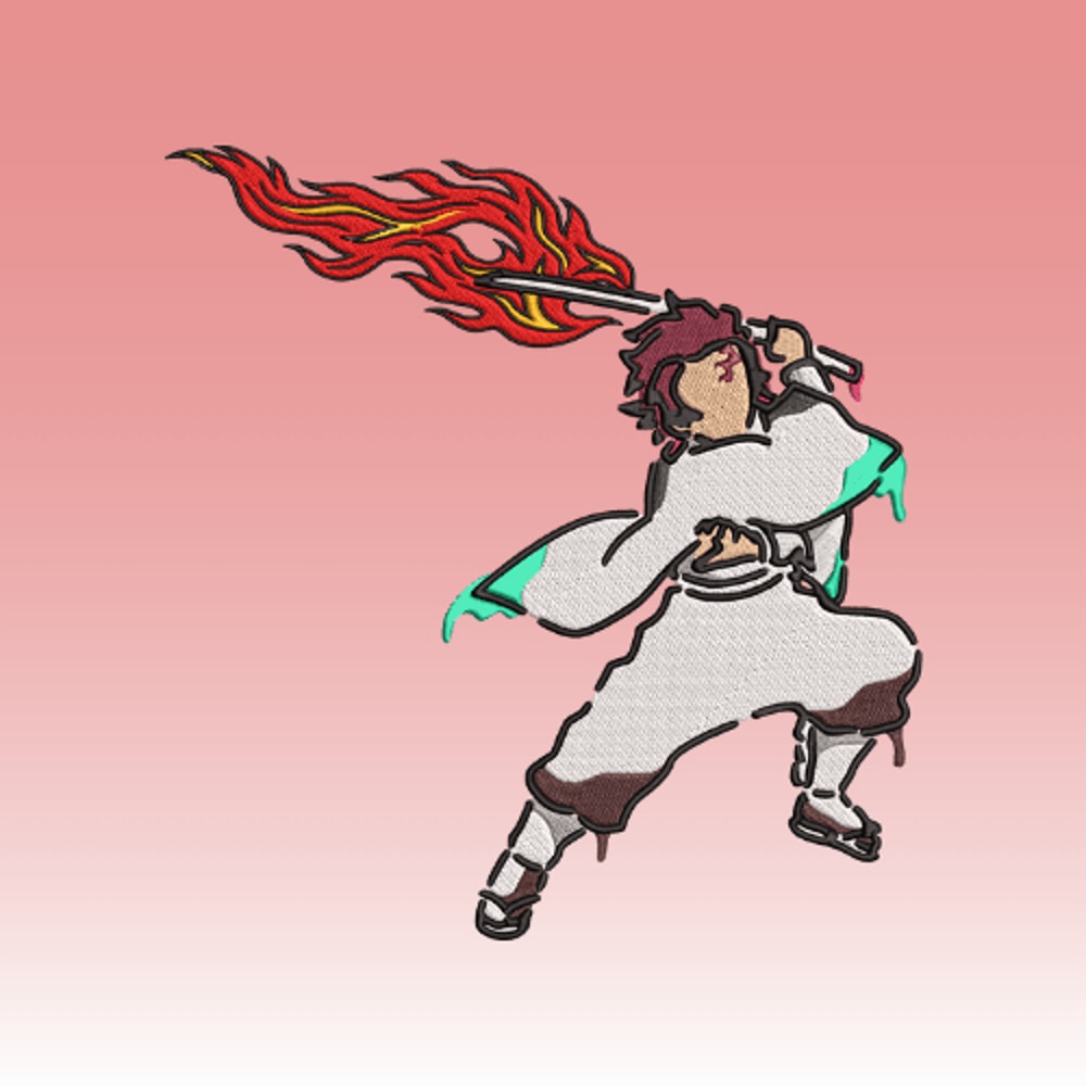 Demon Slayer Tanjiro Kamado Hinokami Embroidery Vector Art Digital Download 1