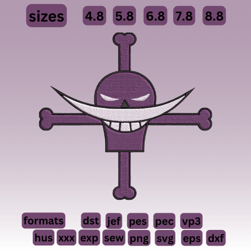 White Beard Legendary Pirate  Embroidery  Vector Art  Digital Download 2