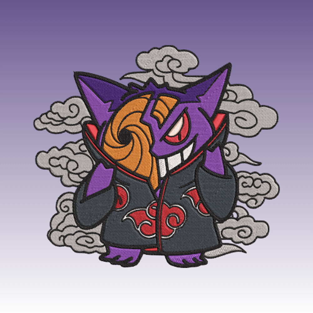Gengar Pokemon X Obito Uchiha Embroidery Vector Art Digital Download 1