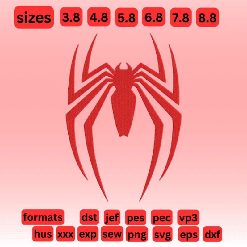Spiderman Symbol Embroidery Vector Art Digital Download 0