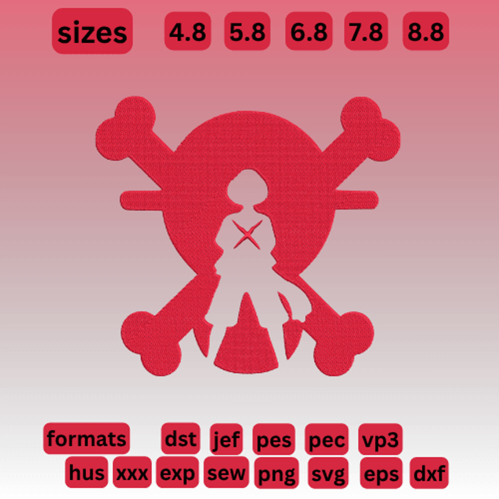 One Piece Emblem  Embroidery  Vector Art  Digital Download 0