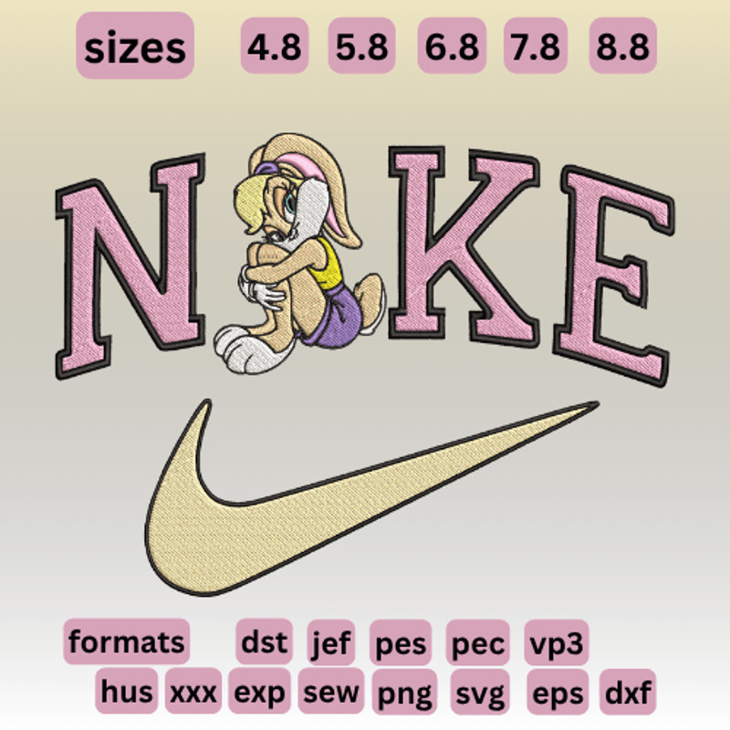 Looney Tunes  Lola Bunny Nike Style  Embroidery  Vector Art  Digital Download 0