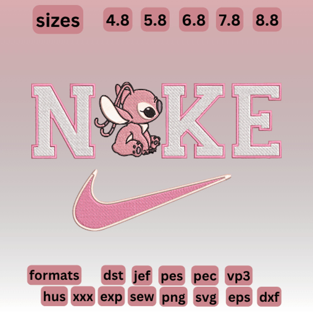 Stitch Nike Style Embroidery Vector Art Digital Download 0